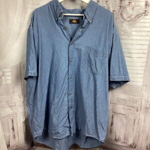 Vintage Route 66 Blue Western Denim Shirt Top Short Sleeve 2x